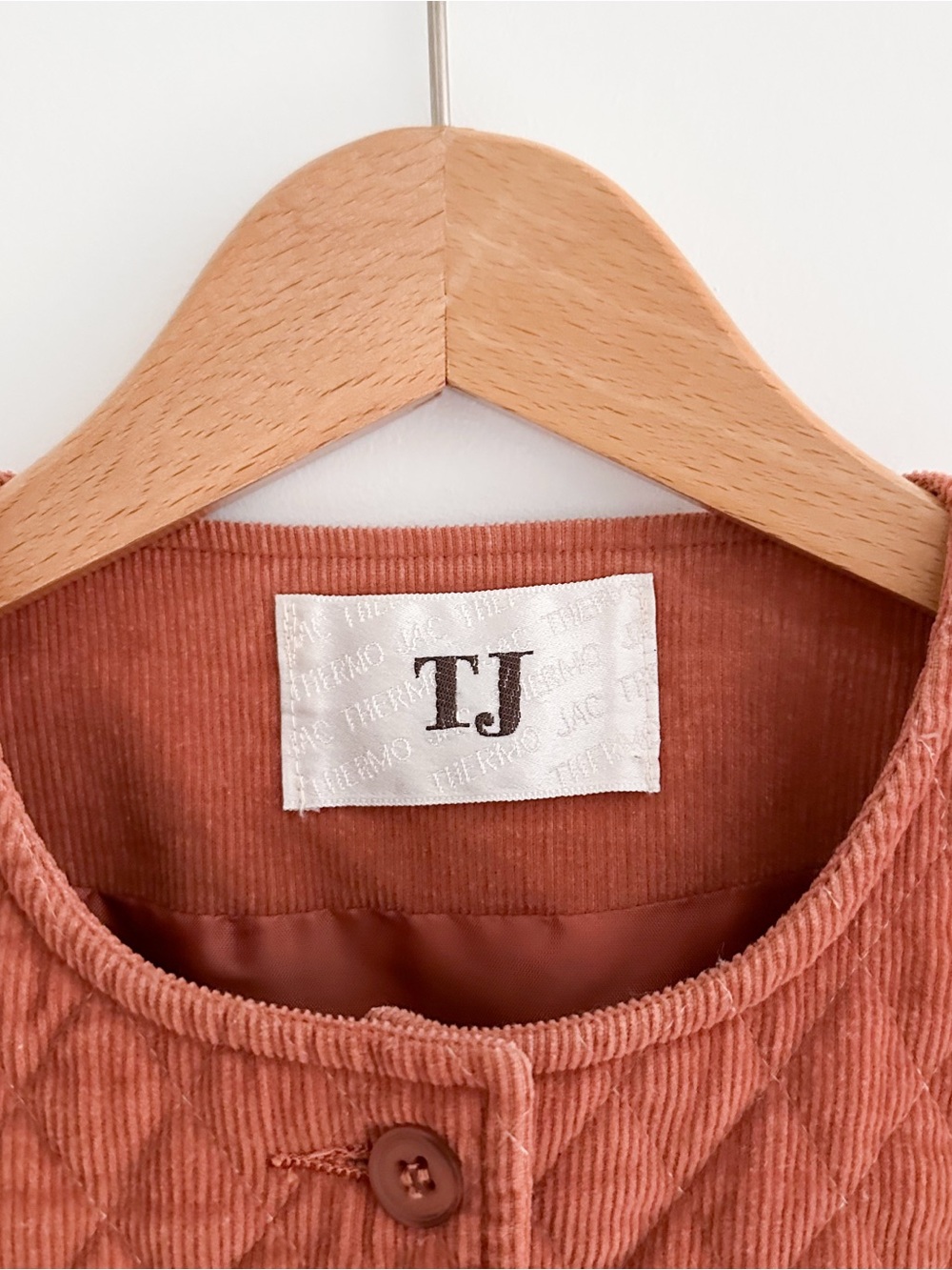 Vintage Terracotta Corduroy Quilted Jacket Cropped Prairie Cottagecore Size S - Picture 2 of 7